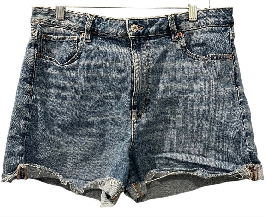 American Eagle Outfitters American Eagle Size 14 Denim Mom Shorts Med Wash Stretch Size 36" / US 14 / IT 50 - 1 Thumbnail