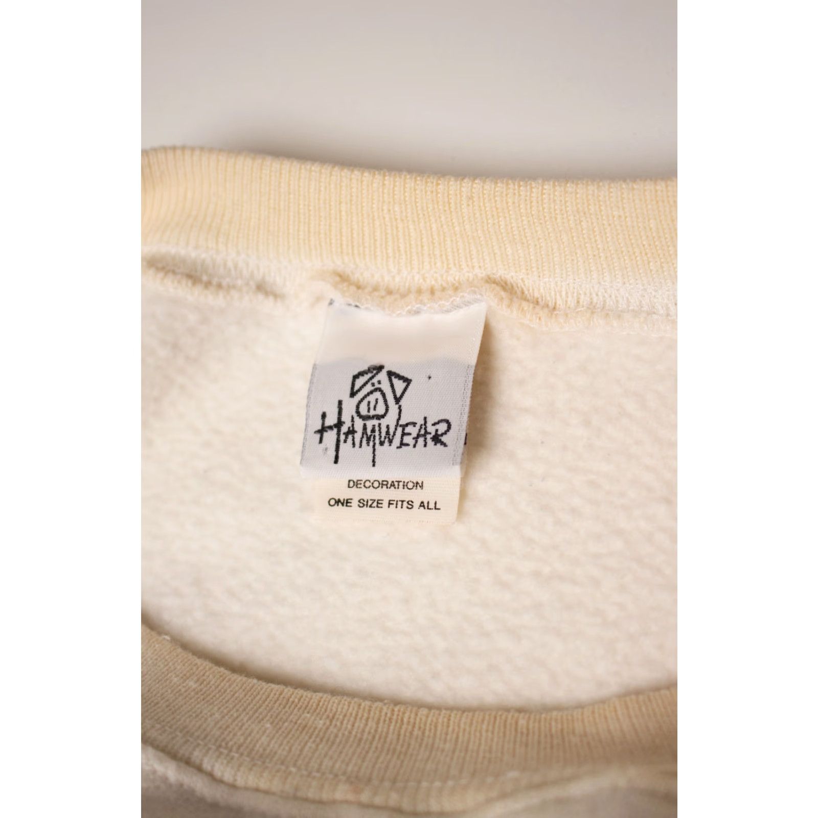 Vintage VINTAGE Hamwear Cropped Sweatshirt White Large 1990s Polyester / Cotton Long Sleeve Womens Size US L / EU 52-54 / 3 - 3 Thumbnail
