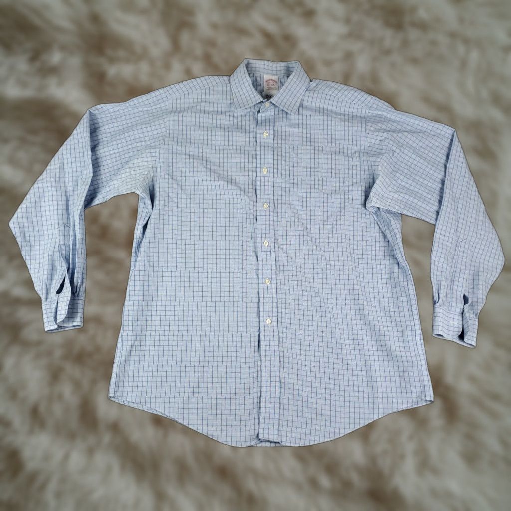 Brooks Brothers Brooks Brothers Mens Large Regent Fit Blue Plaid Cotton Dress  Shirt | Grailed