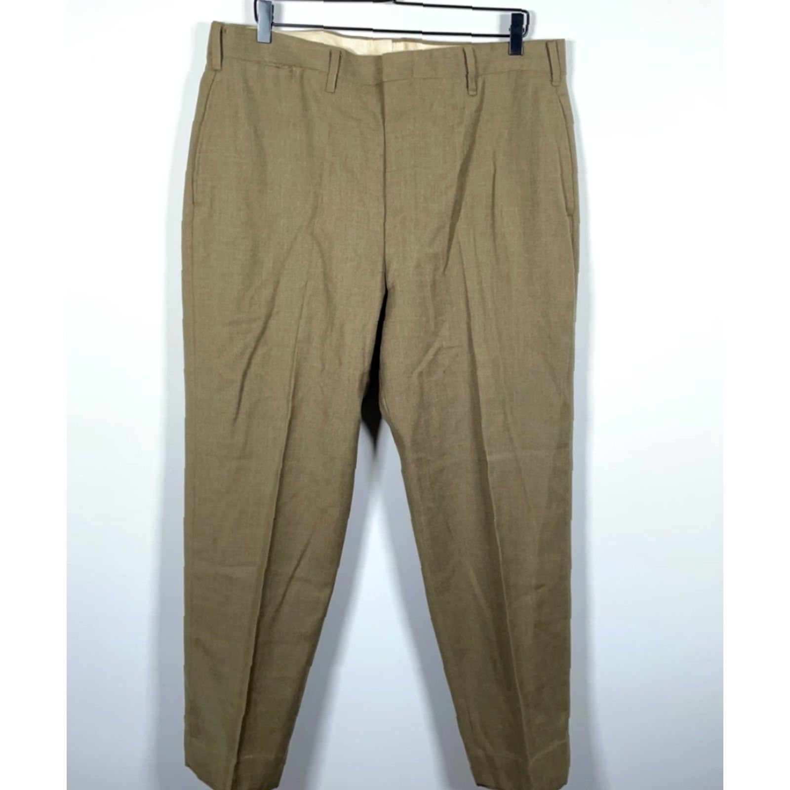 Vintage VINTAGE Men's Pants Wool Flat Front 38x29 Green High Rise Straight Leg Talon Zip Dress Pants Men Size US 38 / EU 54 - 2 Thumbnail