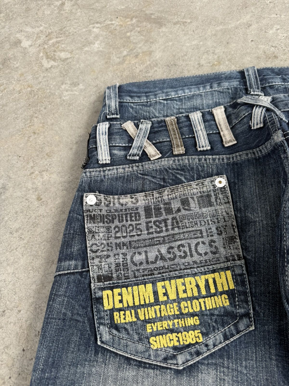 Japanese Brand Japanese Double Waist Dominate Embroidered Distressed Jeans Size US 33 - 18 Thumbnail