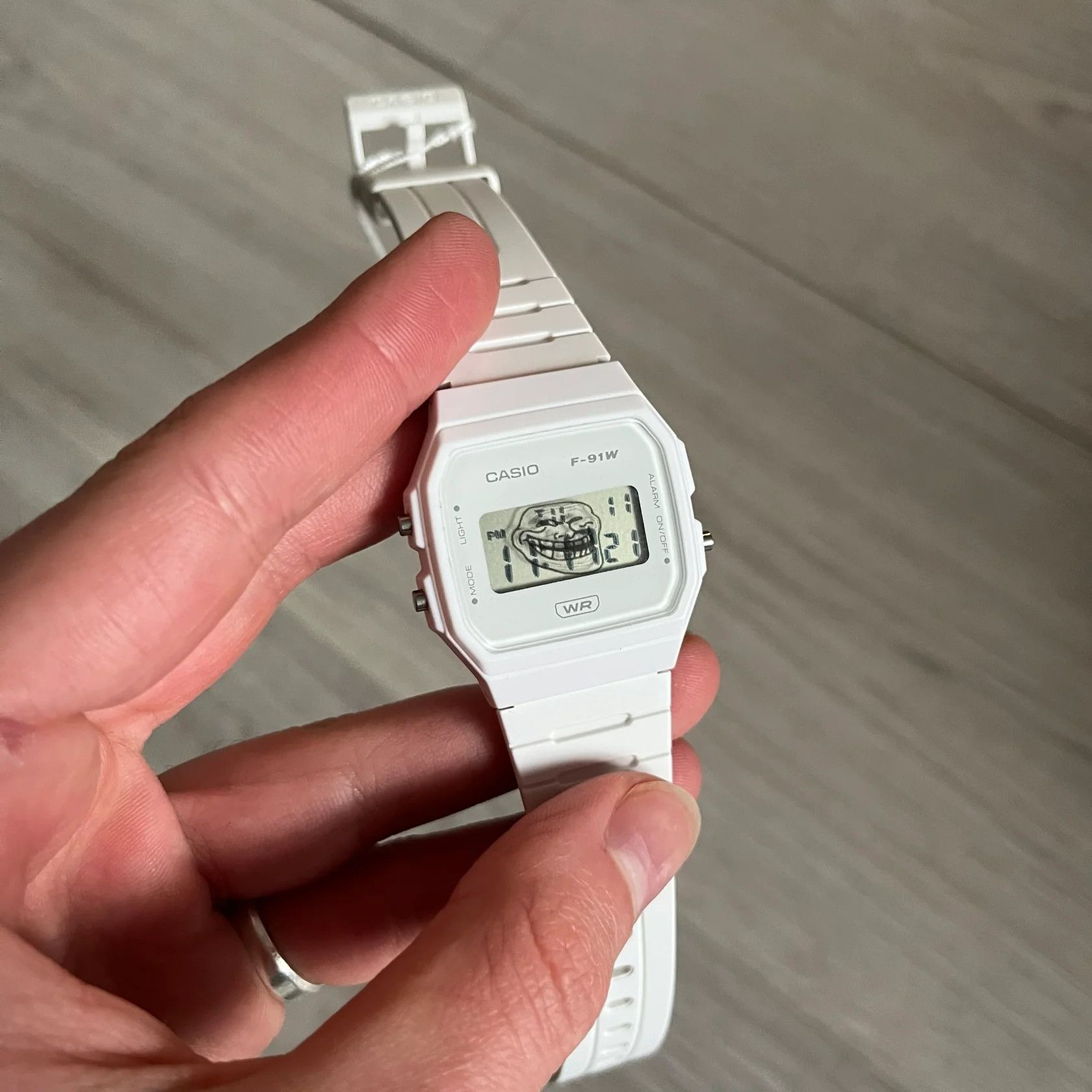 Casio Casio F-91W "Trollface" White Digital Watch Size ONE SIZE - 3 Thumbnail