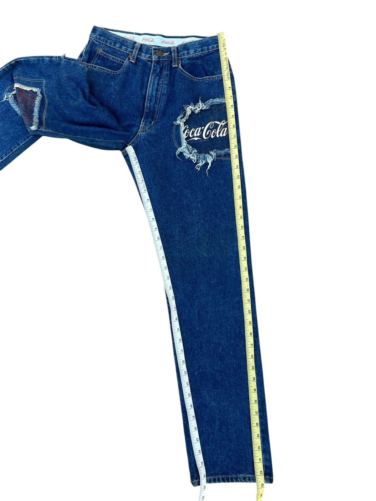 Coca Cola Vintage 90s Coca Cola Patchwork Denim Jeans Pant Size US 29 - 4 Thumbnail