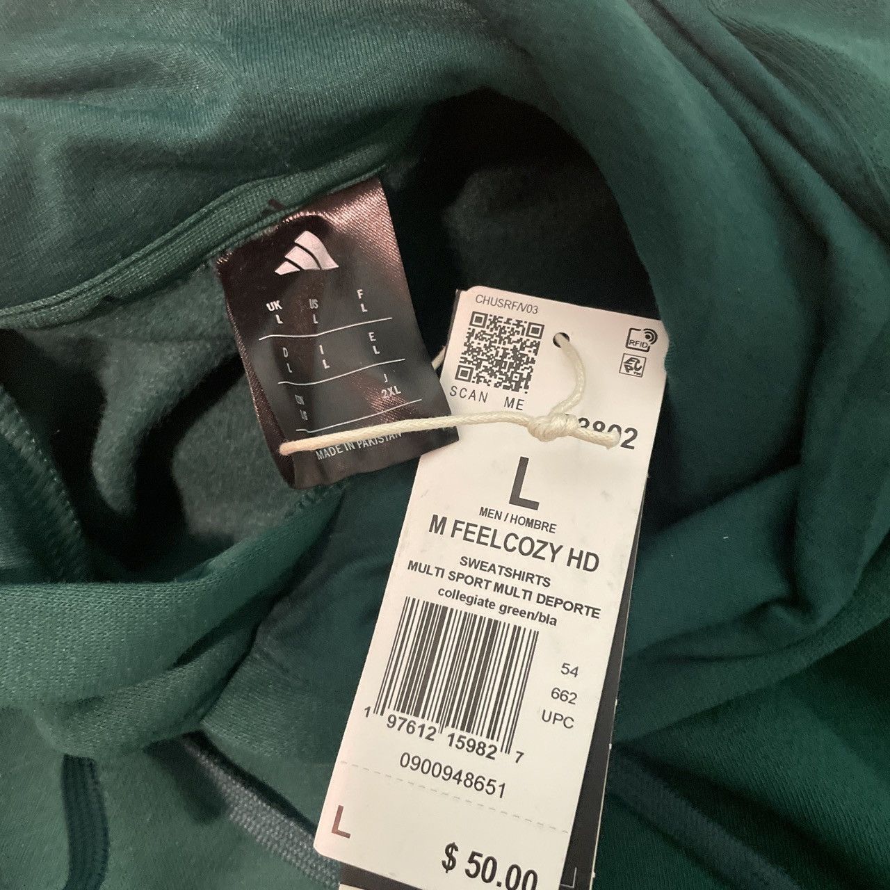 Adidas Dark Green Adidas Hoodie Size US L / EU 52-54 / 3 - 3 Thumbnail