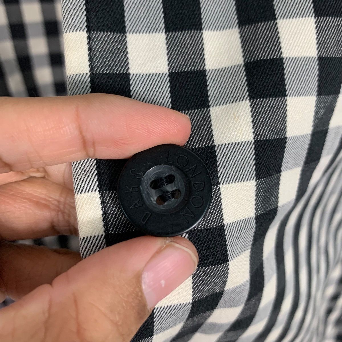 DAKS Vintage 90’s DAKS LONDON Black White Check Jacket #2599-C117 Size M / US 6-8 / IT 42-44 - 14 Thumbnail