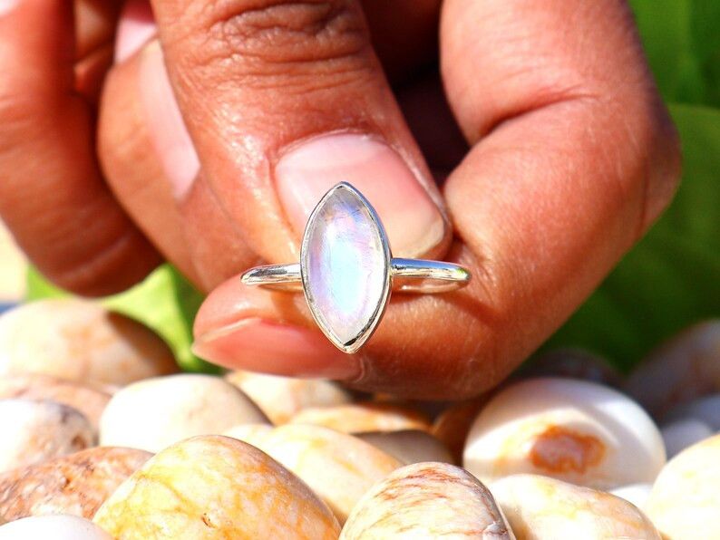 Handmade Rainbow Moonstone Ring, Handmade 925 Silver, June Birthstone Size ONE SIZE - 3 Thumbnail