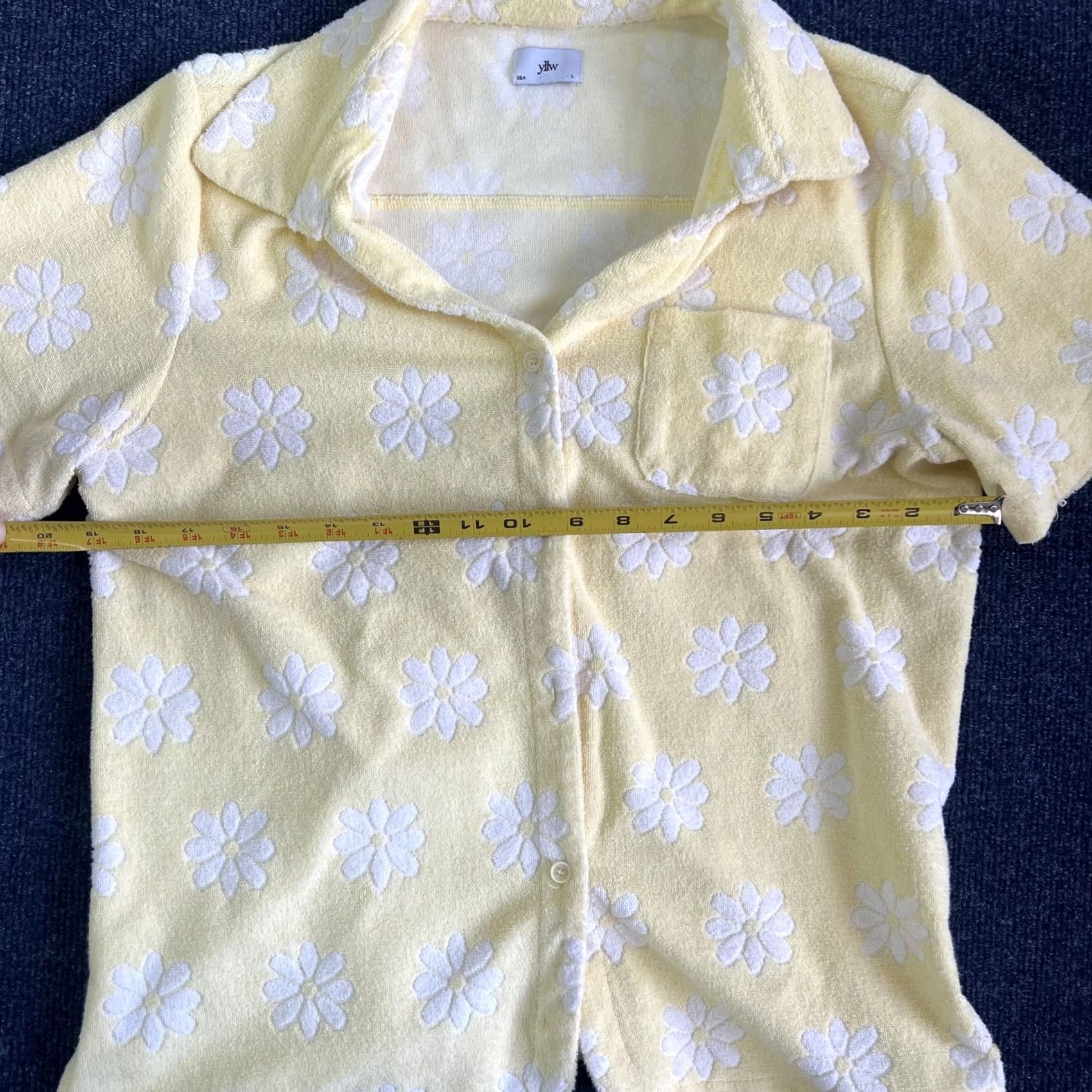 Vintage YLW Shirt Womens Large Yellow Daisy Floral Button-Up Short Sleeve Top Size L / US 10 / IT 46 - 4 Thumbnail