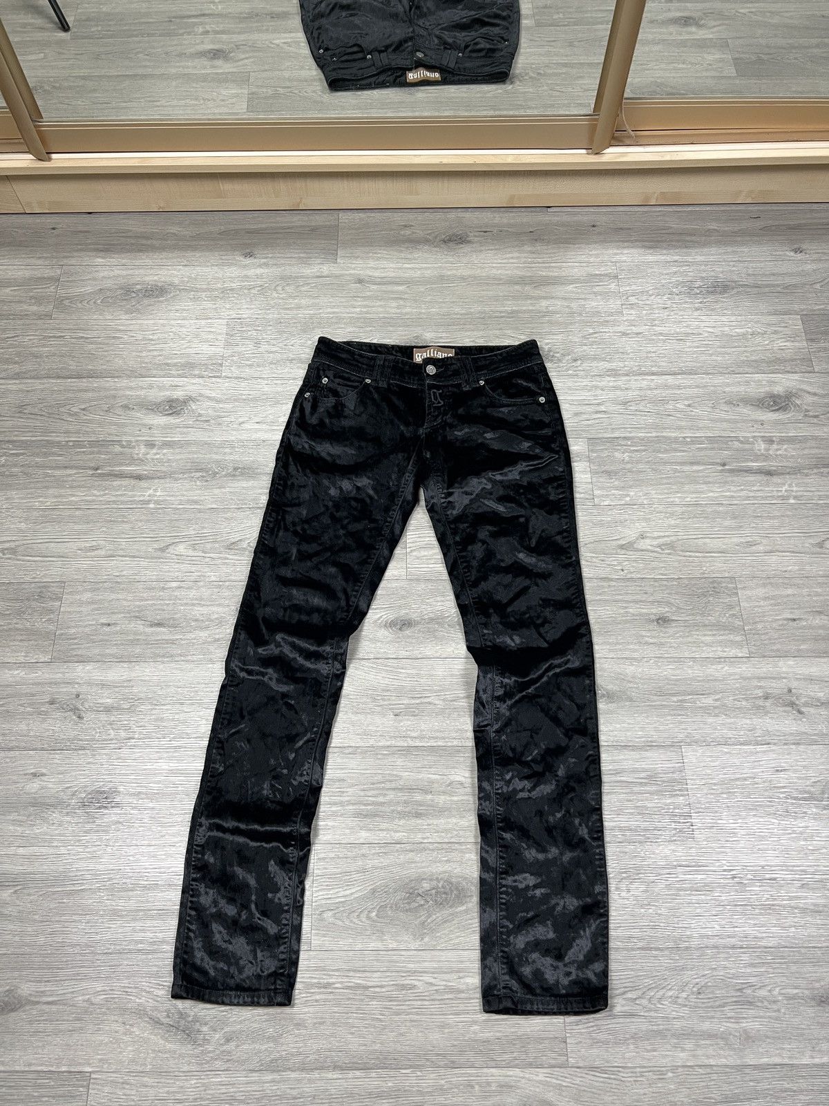 John Galliano John Galliano Women's Black Velvet Velour Skinny Jeans it 42 Size 28" / US 6 / IT 42 - 3 Thumbnail