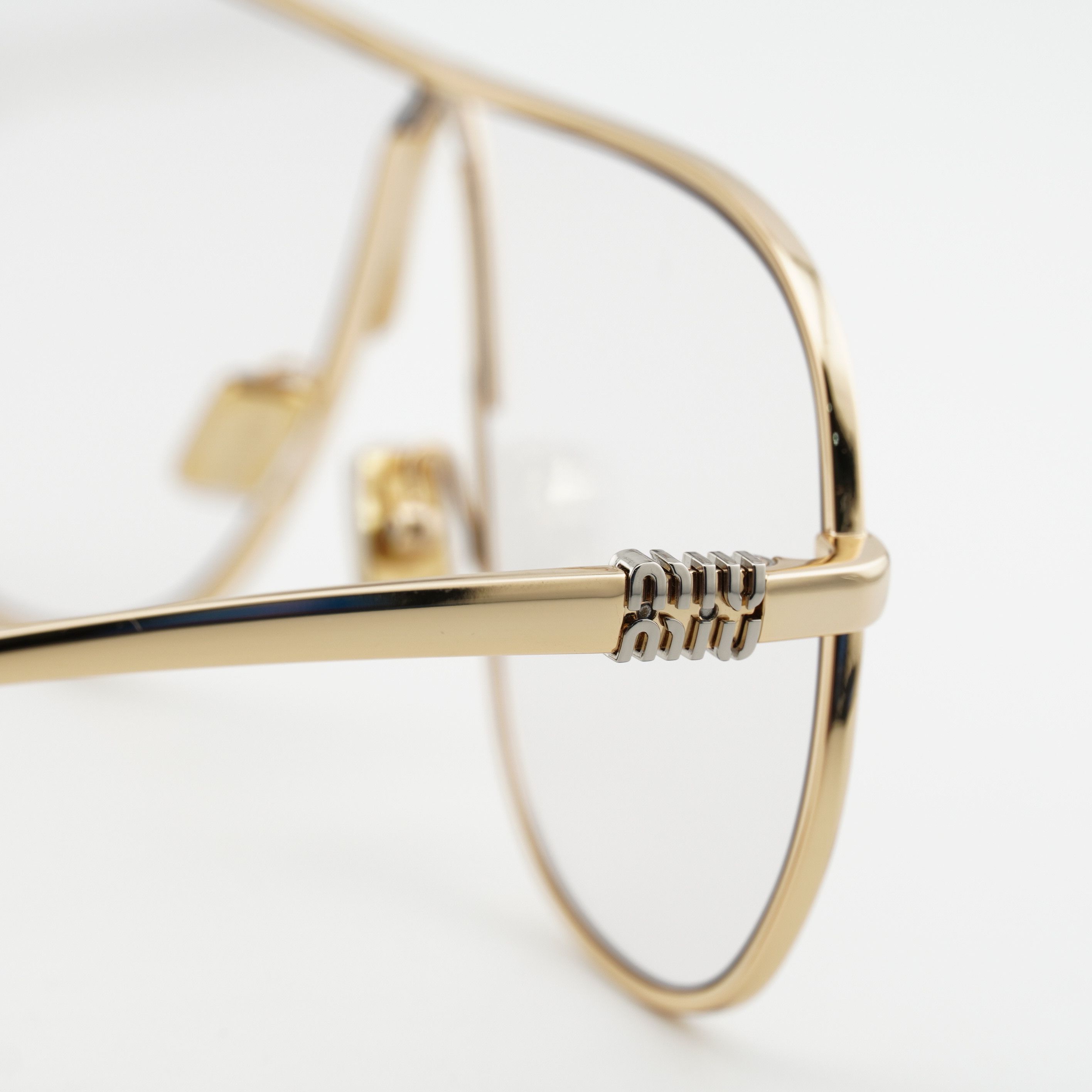 Miu Miu Miu Miu MUA56S 5AK08N Sunglasses Gold Geometric Frame Size ONE SIZE - 9 Thumbnail