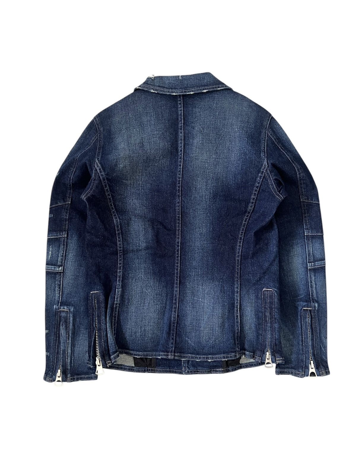 Japanese Brand Semantic Design Damaged Double Collar Denim Jacket Size US S / EU 44-46 / 1 - 2 Thumbnail