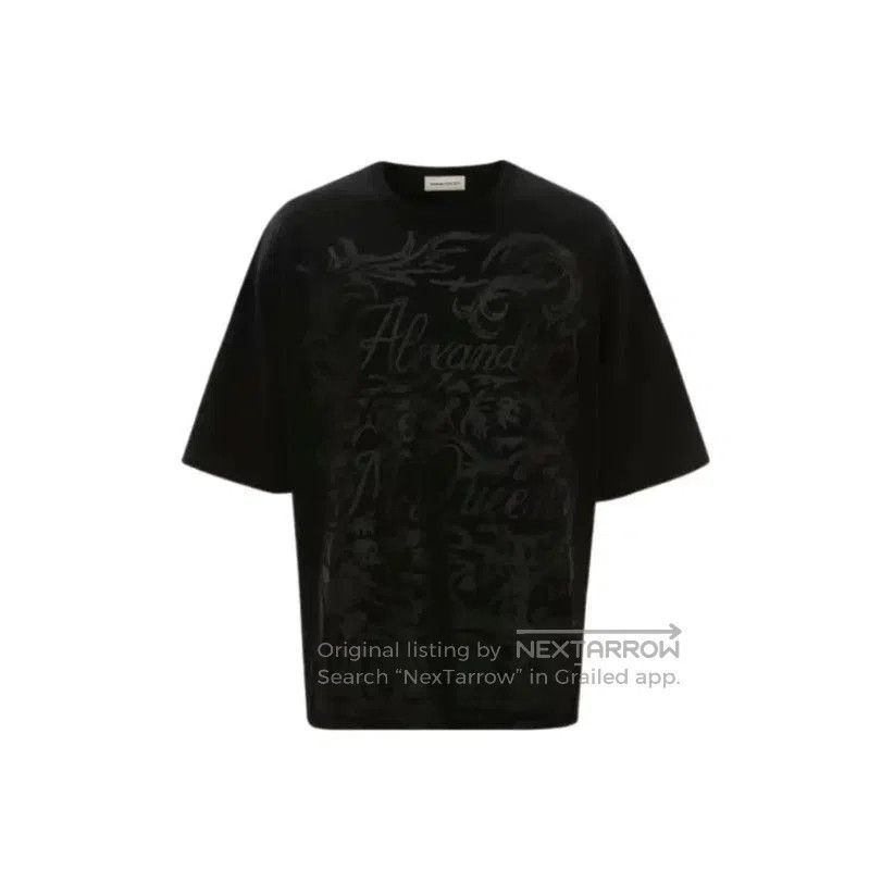 Alexander McQueen Alexander McQueen Black Cotton Printed Short Sleeve T-Shirt Size US M / EU 48-50 / 2 - 1 Thumbnail