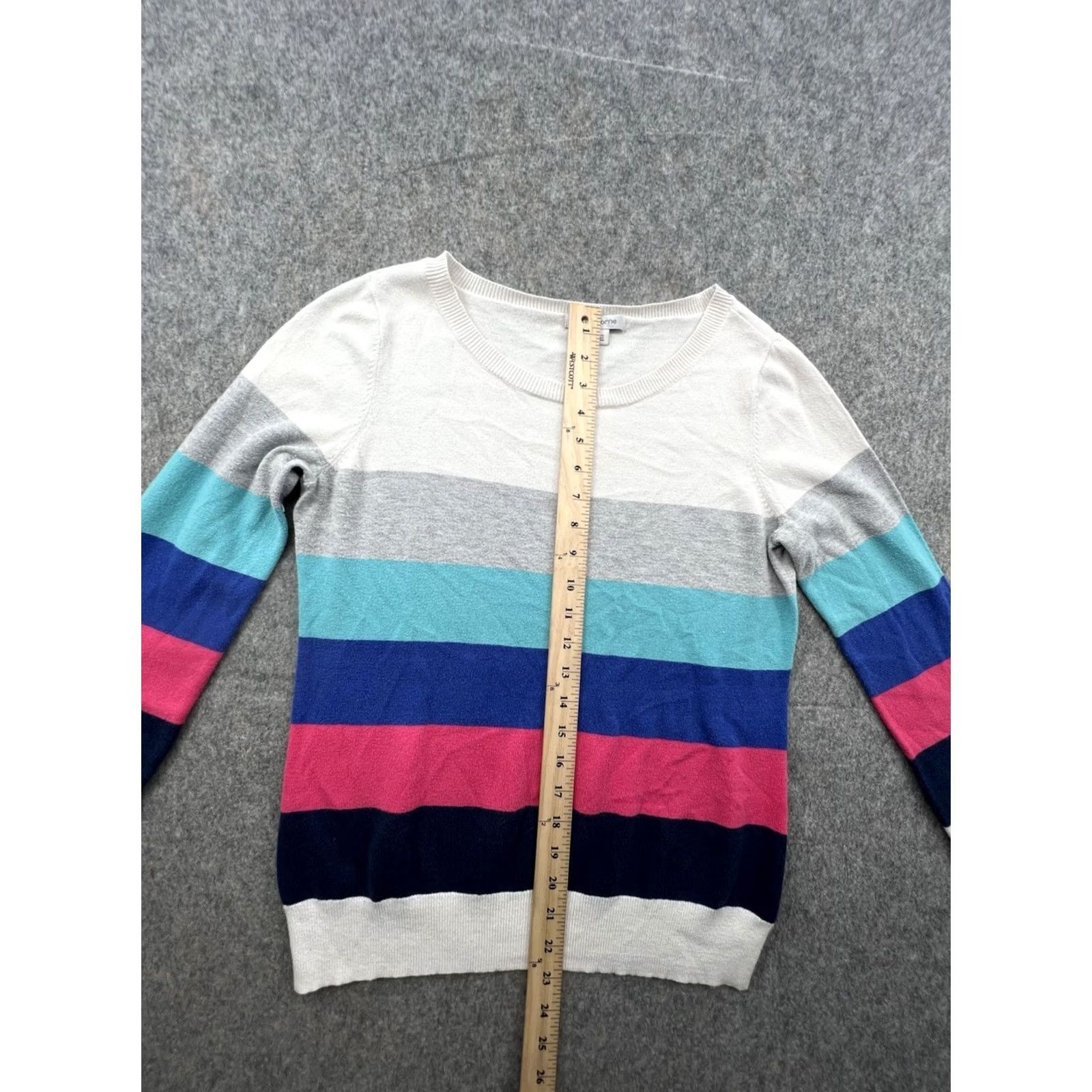 Liz Claiborne Liz Claiborne Multicolor Striped Long Sleeve Pullover Sweater | Size M | Womens Pullover Knit Sweater Size M / US 6-8 / IT 42-44 - 3 Thumbnail