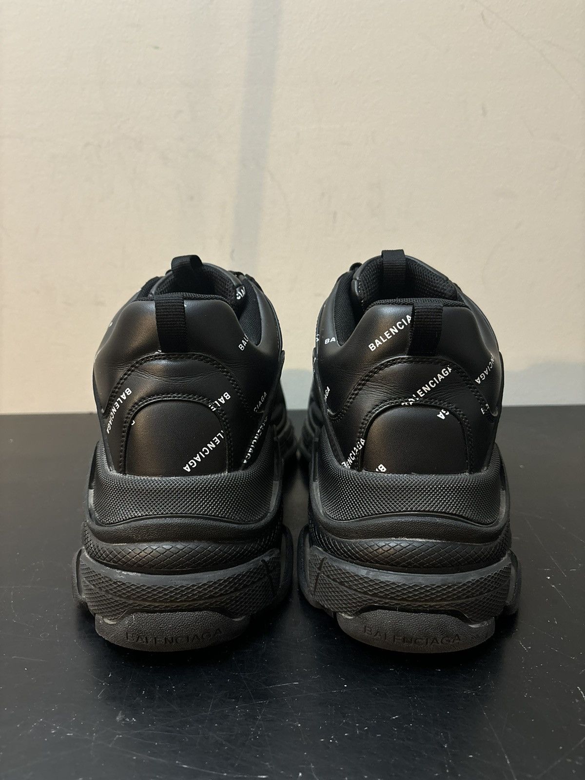 Balenciaga Balenciaga Triple S Logo All Over Print Leather Black White Size US 13 / EU 46 - 5 Thumbnail