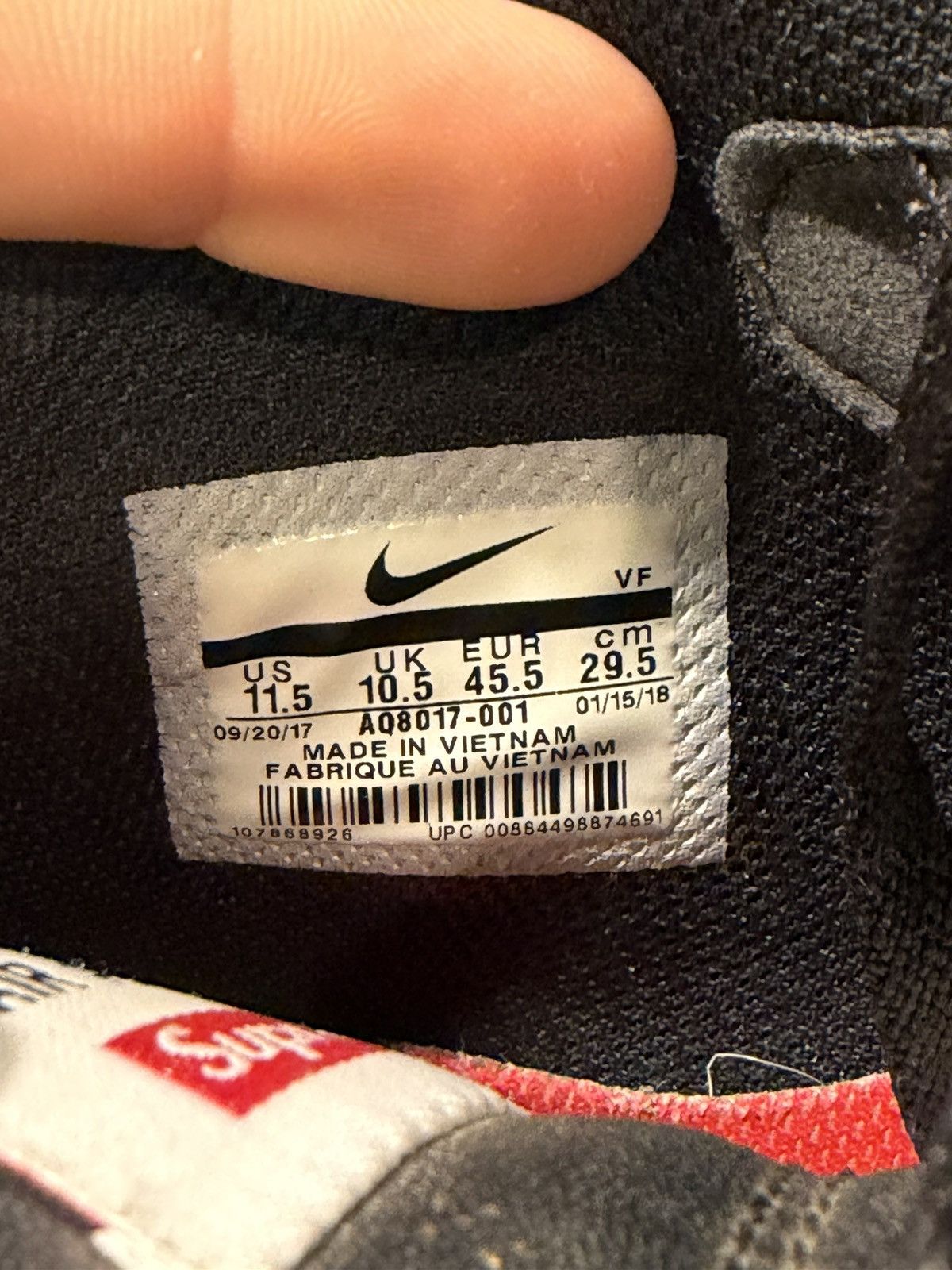 Nike Size 11.5 - Nike Air Force Mid Supreme NBA Black Size US 11.5 / EU 44-45 - 9 Thumbnail
