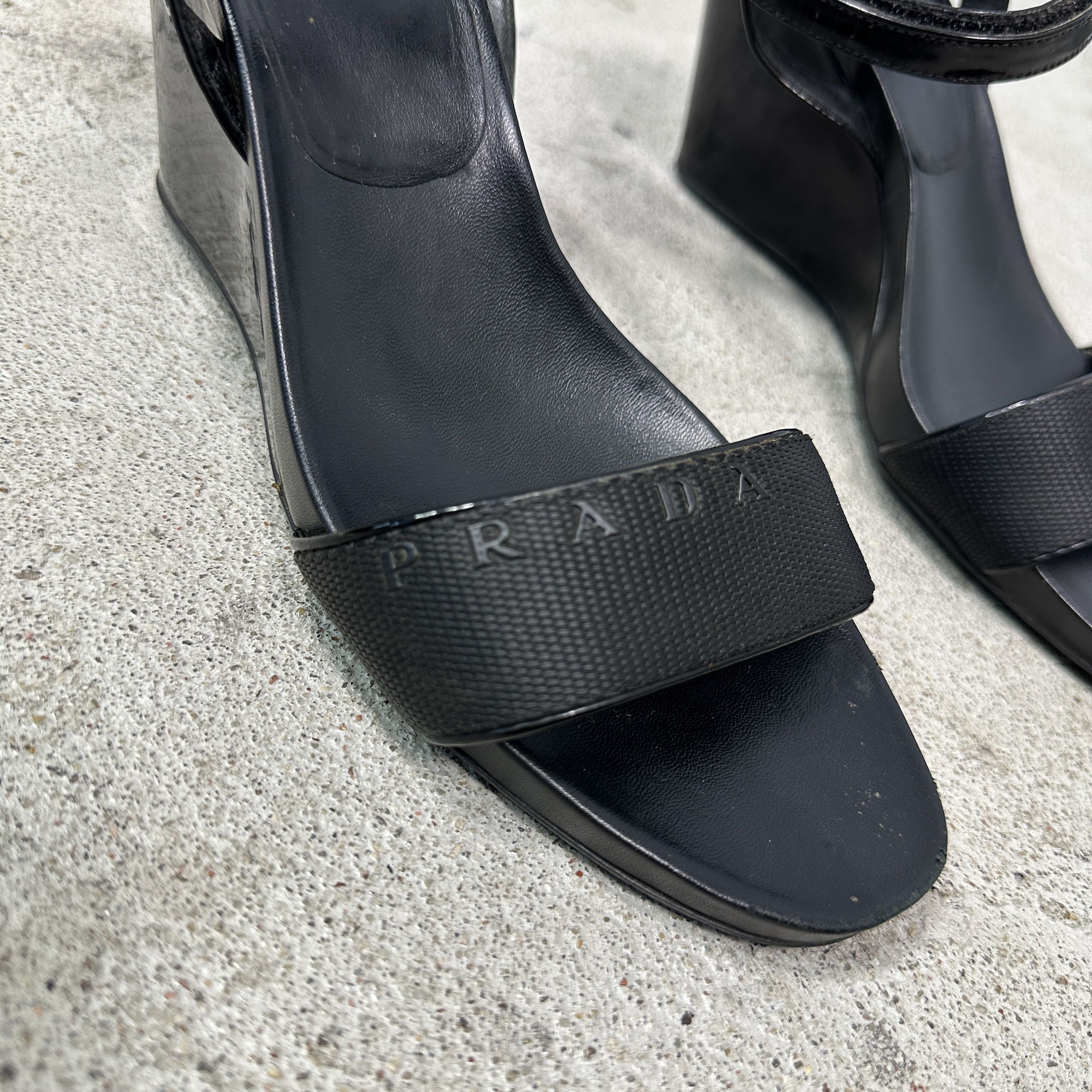 Prada Vintage Old Money Leather Platform Prada Sandals 00s Size US 8 / IT 38 - 10 Thumbnail