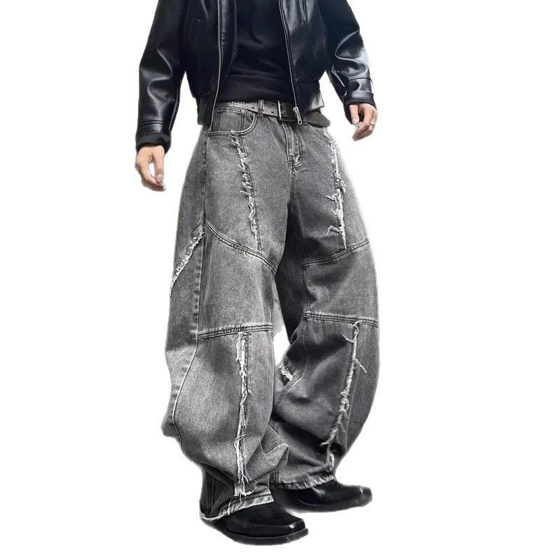 Japanese Brand Retro loose fringed patchwork wide leg jeans Size US 32 / EU 48 - 5 Thumbnail