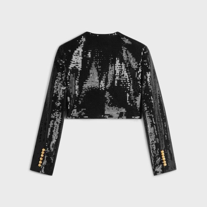 Celine o1bcso1str0526 2V27Q650D Embroidered Bolero Jacket in Black Size L / US 10 / IT 46 - 2 Thumbnail