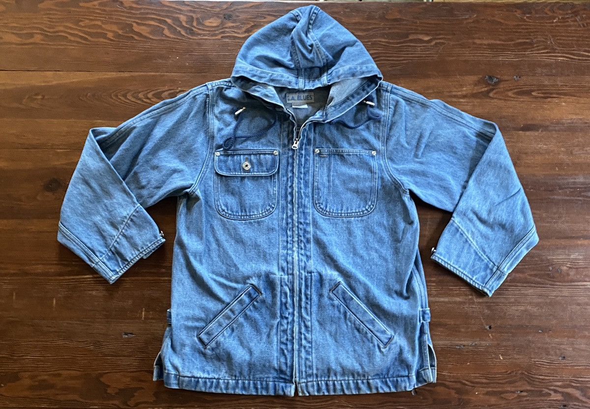 Vintage Vintage 90’s LA Blues Full Zip Hoodie Denim Jean Jacket Size US S / EU 44-46 / 1 - 2 Thumbnail