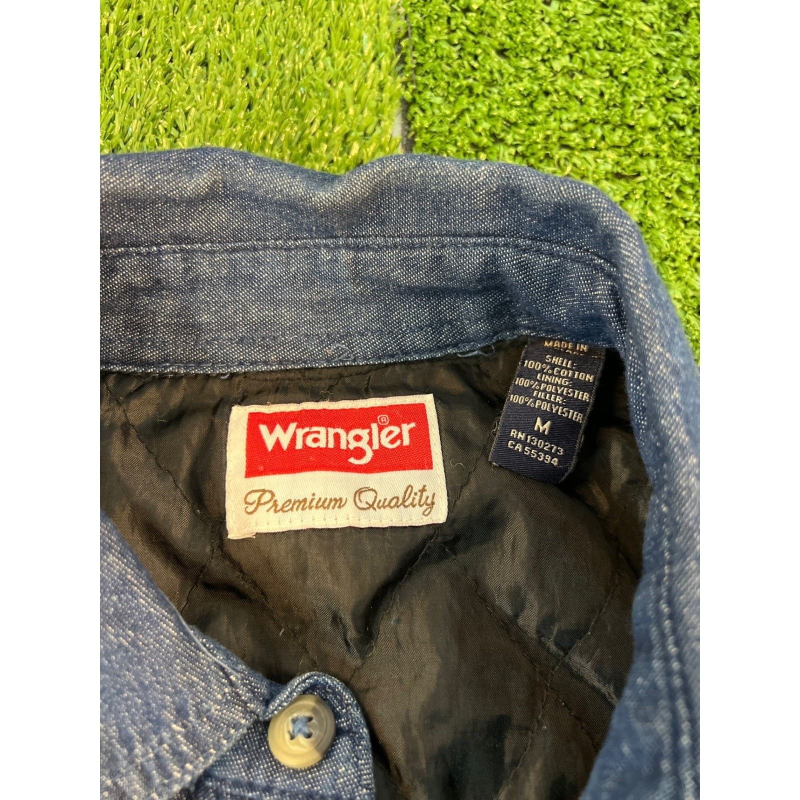 Wrangler Wrangler Shacket Mens LG Blue Denim Quilted Lined Jacket Size US L / EU 52-54 / 3 - 4 Thumbnail
