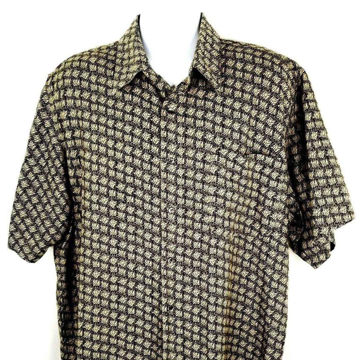 Murano Murano Button Front Shirt Mens Size XL Linen Blend Tan Gray Size US XL / EU 56 / 4 - 3 Thumbnail