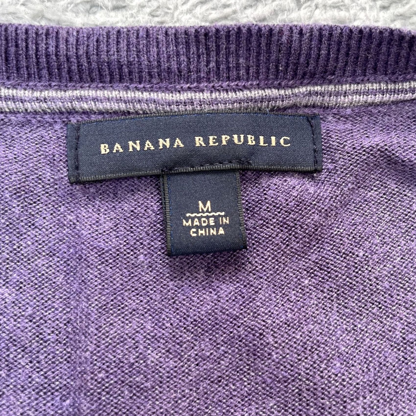 Banana Republic Banana Republic Sweater Mens Medium Purple Argyle V Neck Tight Knit Cotton Size US M / EU 48-50 / 2 - 3 Thumbnail
