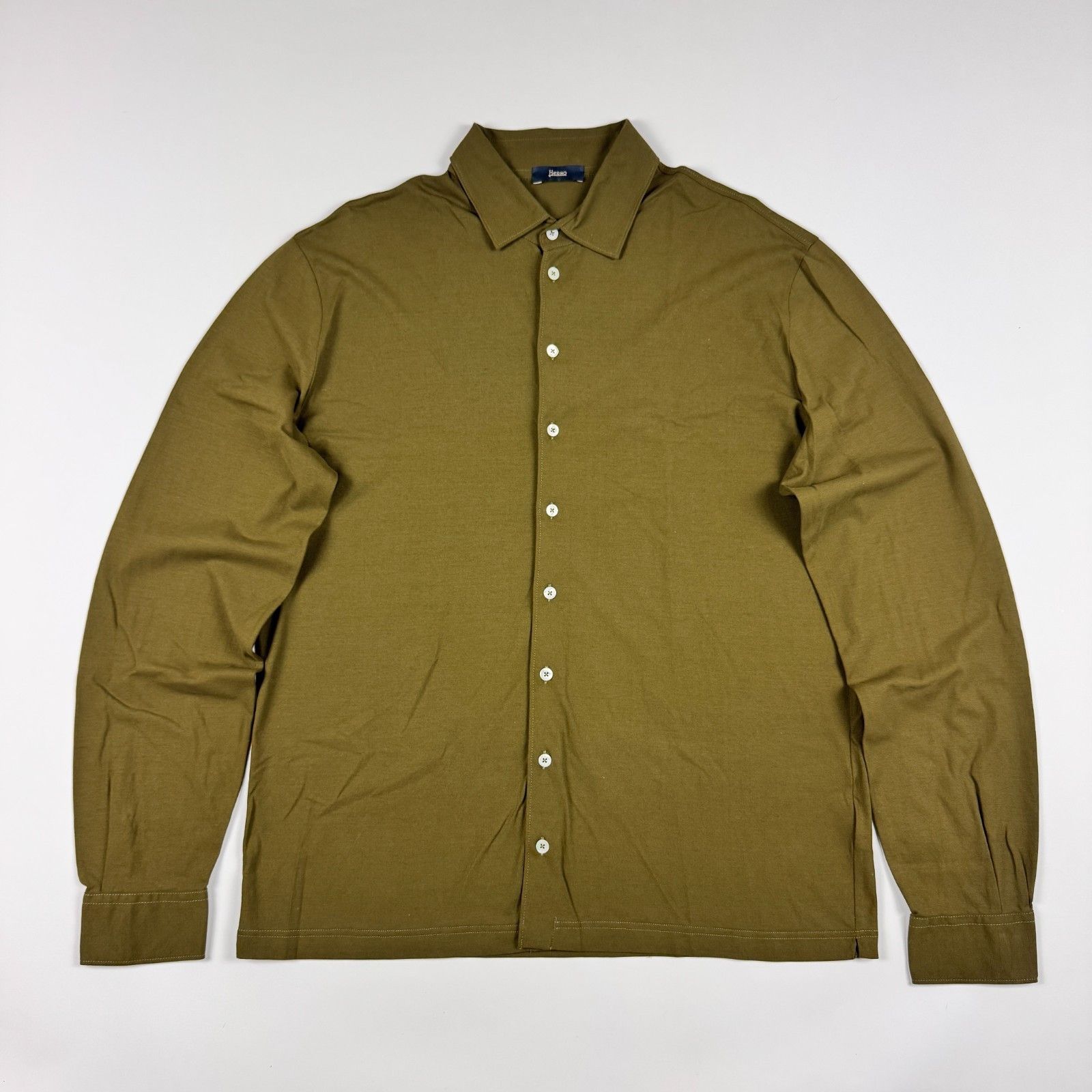 Herno Herno Olive Green Cotton Jersey Long Sleeve Shirt 54 XL Size US XL / EU 56 / 4 - 10 Thumbnail