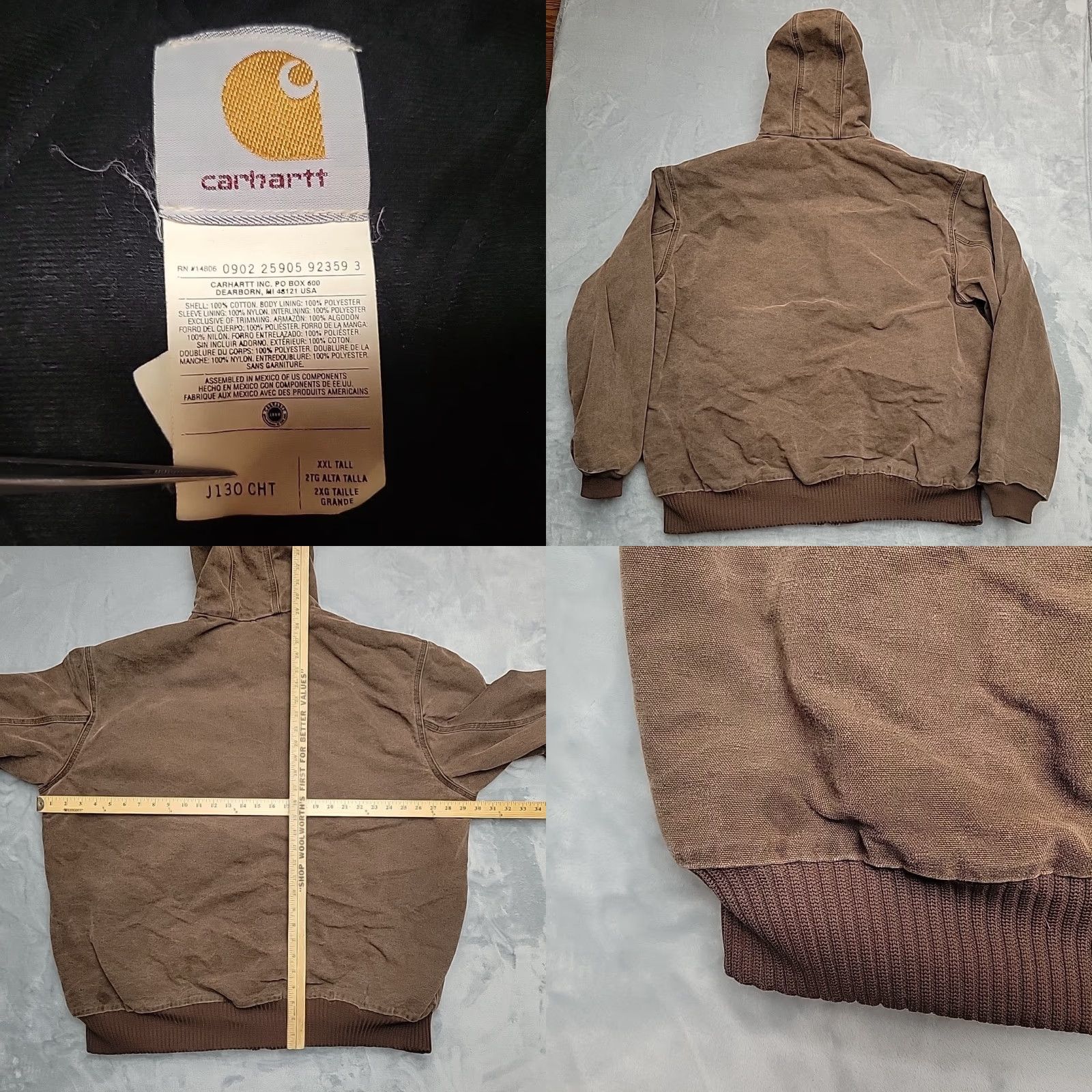 Carhartt VTG Carhartt Active Jacket Mens 2XLT Brown Duck Canvas Hooded Lined J130 CHT Jacket Workwear Mens Size US XXL / EU 58 / 5 - 8 Thumbnail