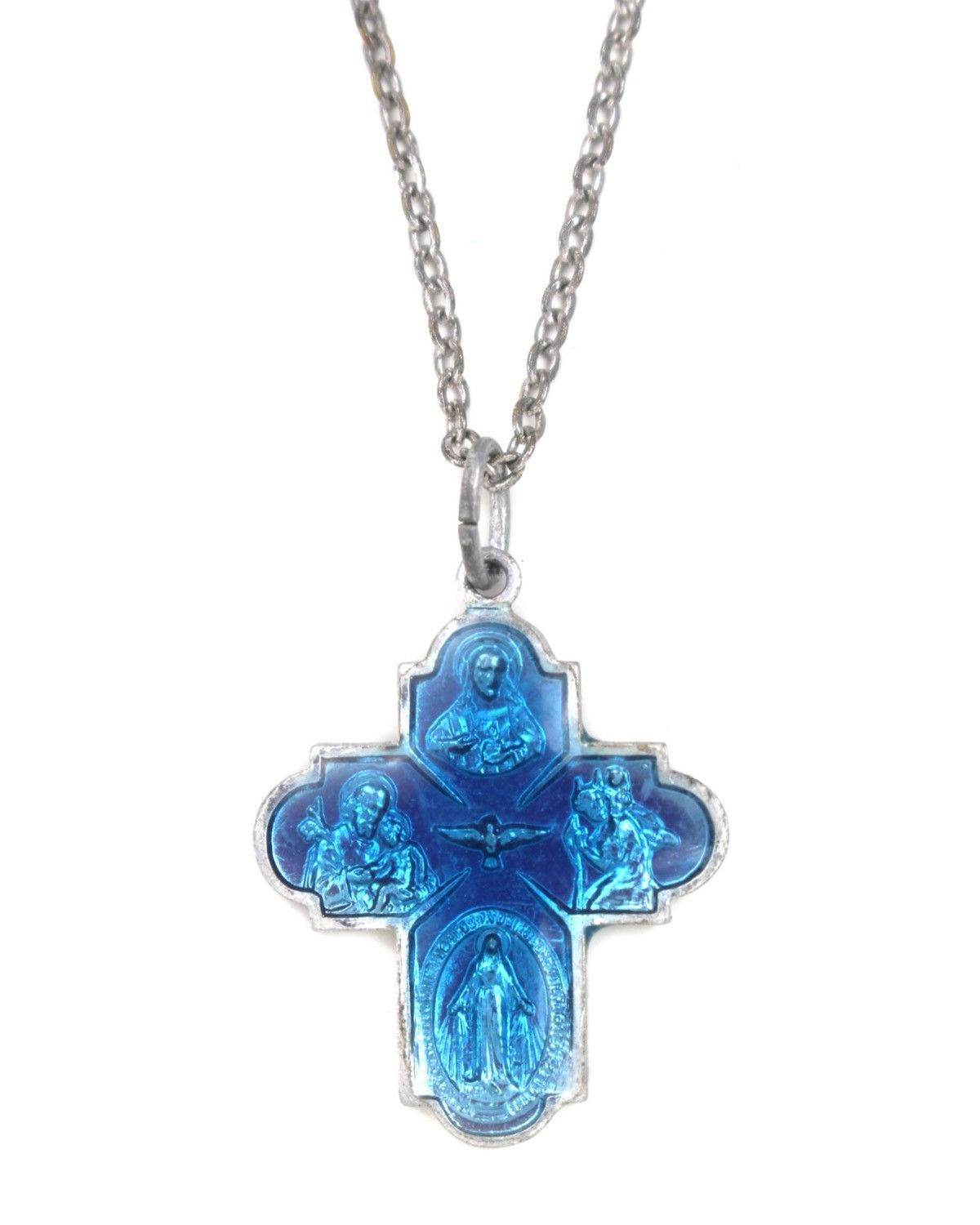 Vintage 2000S JAPANESE MADE BLUE ENAMEL DEVOTIONAL CROSS NECKLACE Size ONE SIZE - 1 Thumbnail