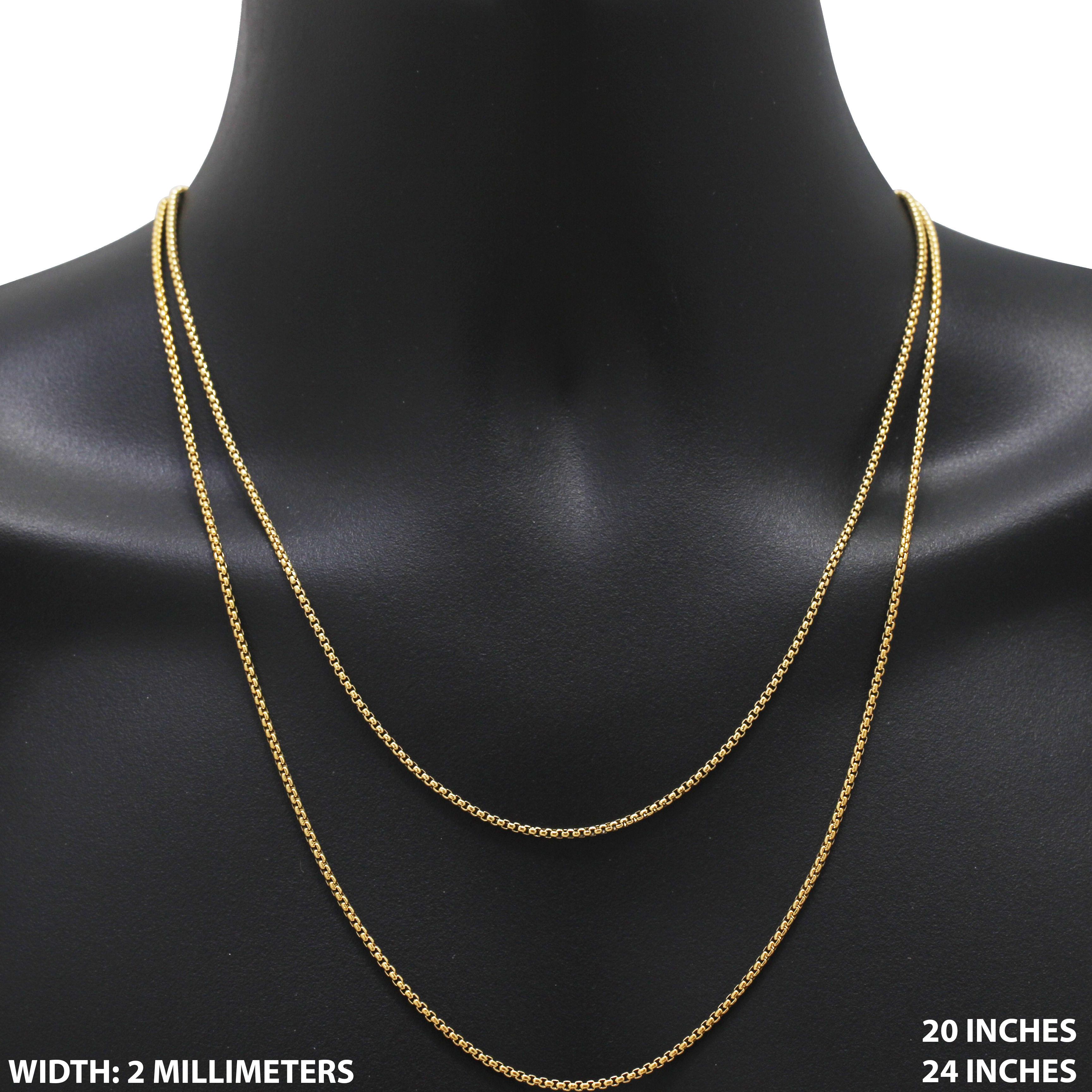 Other 316L Stainless Steel 18k GP 2mm Box Chain Necklace 24” Size ONE SIZE - 1 Thumbnail