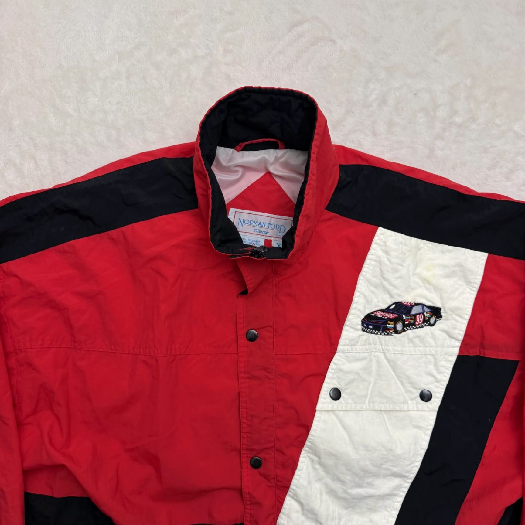 Vintage VINTAGE Norman Todd Jacket Mens XL Red Racing Windbreaker Motor Sports Cars Indy Size US XL / EU 56 / 4 - 2 Thumbnail