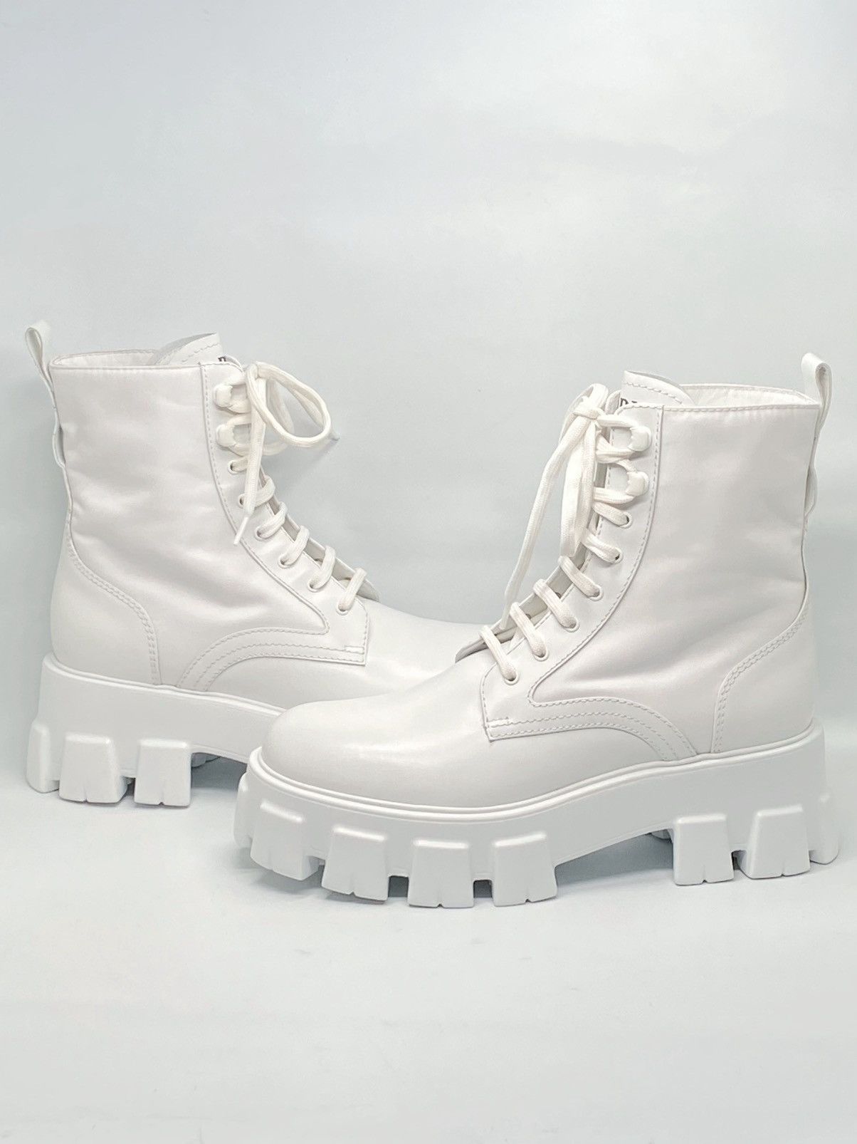 Prada Prada Monolith Leather & Nylon Lug Sole Combat boots size 40 Size US 10 / IT 40 - 7 Thumbnail