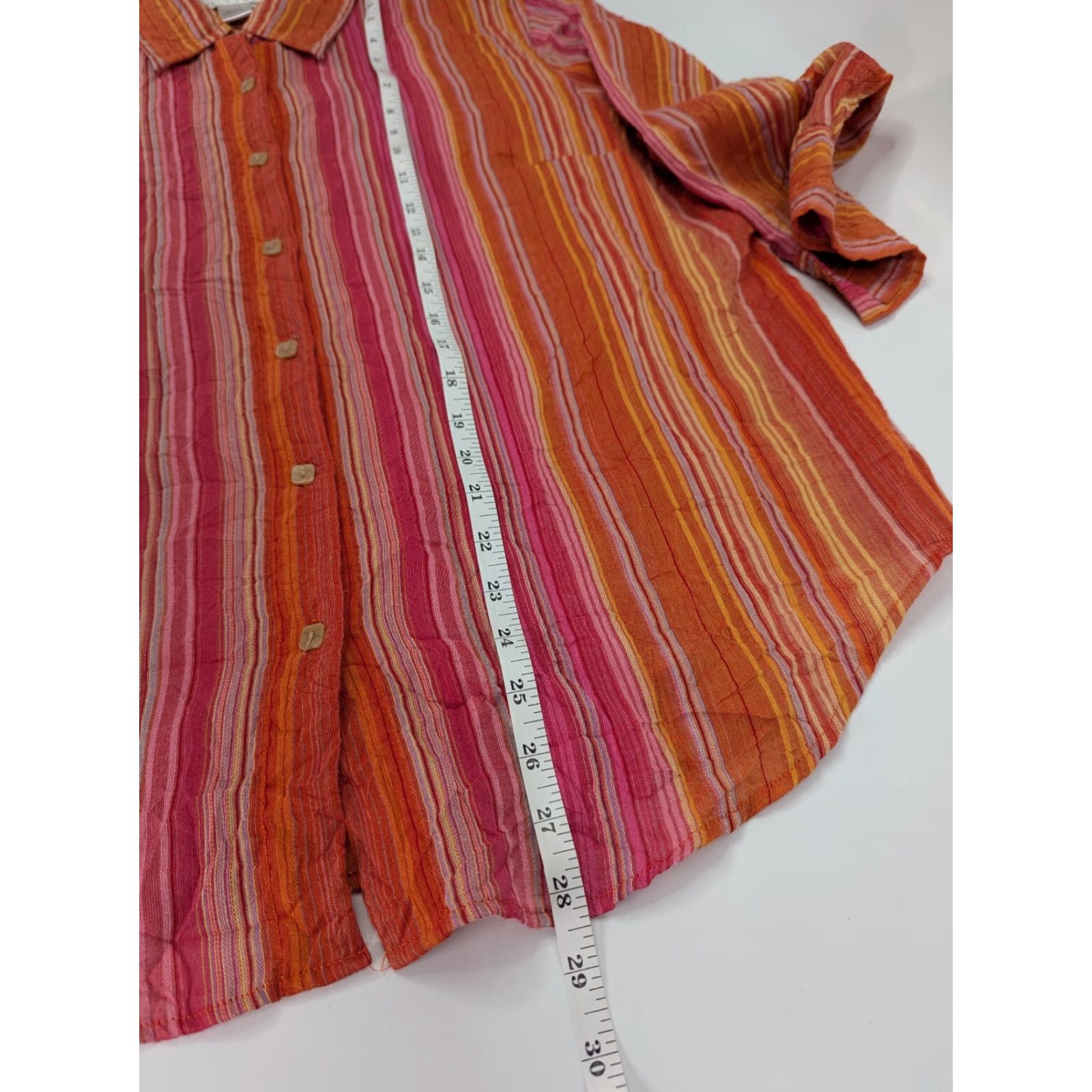 Coldwater Creek Coldwater Creek Shirt Womens XL Orange Pink Stripe Square Buttons Boho Funky Size XL / US 12-14 / IT 48-50 - 5 Thumbnail