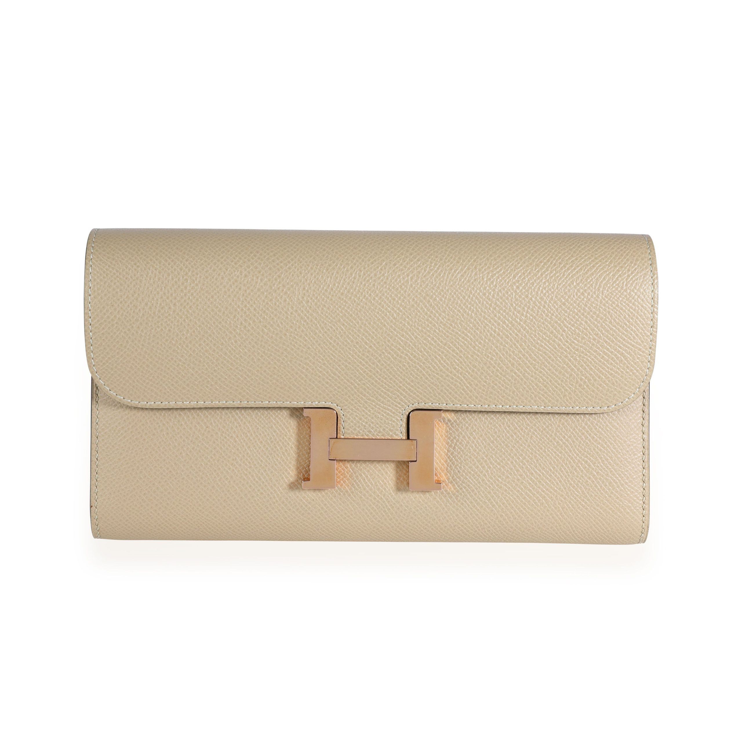 image of Hermes Trench Epsom Constance Long Wallet Ghw in White, Women's