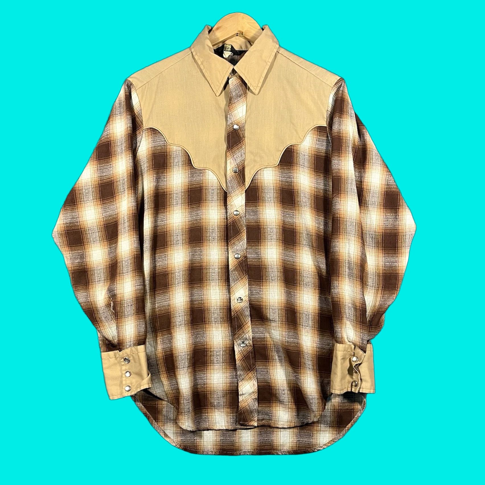 Sears VINTAGE Sears Western Wear Shirt Mens Medium Brown Plaid Pearl Snap 70s Cowboy Size US M / EU 48-50 / 2 - 1 Thumbnail