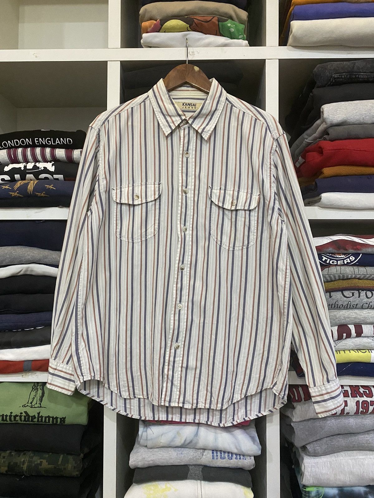 Japanese Brand × Kansai Yamamoto × Vintage Vintage Kansai Jeans Button Shirt Size US L / EU 52-54 / 3 - 1 Thumbnail