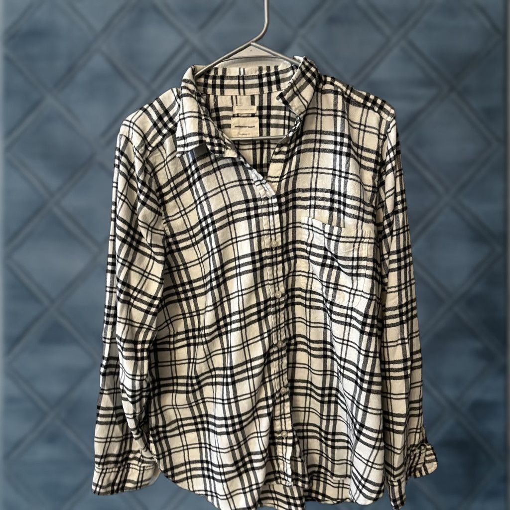 American Eagle Outfitters American Eagle Outfitters Shirt Womens XL Button-Up Plaid Multicolor Chambray 100% Cotton Casual Fall Seasons Womens Size XL / US 12-14 / IT 48-50 - 1 Thumbnail