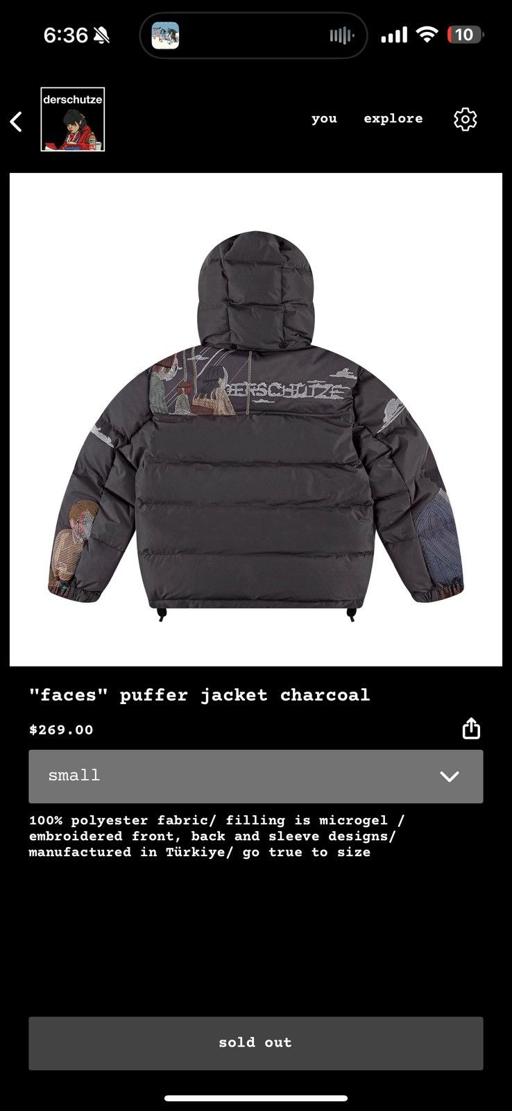 Derschutze "faces" puffer jacket charcoal Size US M / EU 48-50 / 2 - 2 Thumbnail