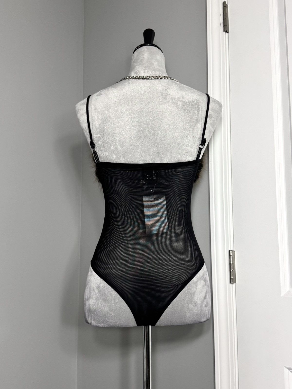 Other Futuristic Faux Fur Leather Corset Bodysuit Silver Hardware Size XS / US 0-2 / IT 36-38 - 7 Thumbnail