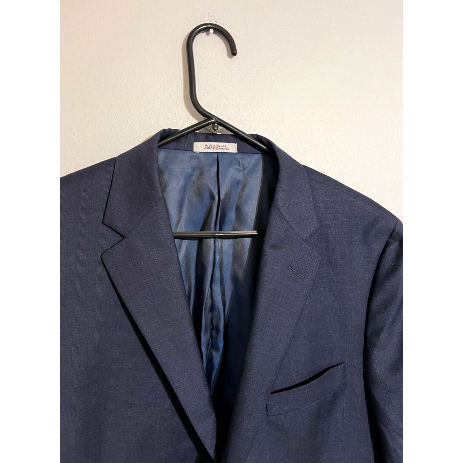 Vintage Hickey Freeman Blazer Jacket Coat Suit Navy Blue Wool 44Reg Made in USA Men's Size 44R - 2 Thumbnail