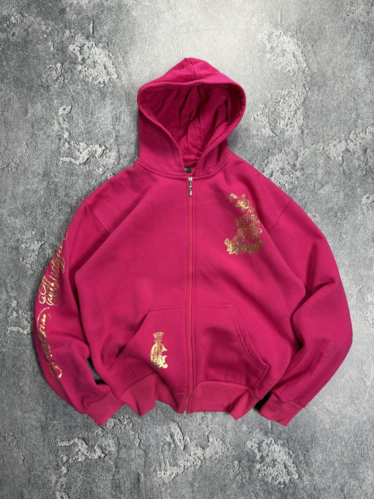 Christian Audigier VNTG Christian Audigier Y2K Rhinestone Baggy Zip Hoodie Size US XL / EU 56 / 4 - 1 Thumbnail
