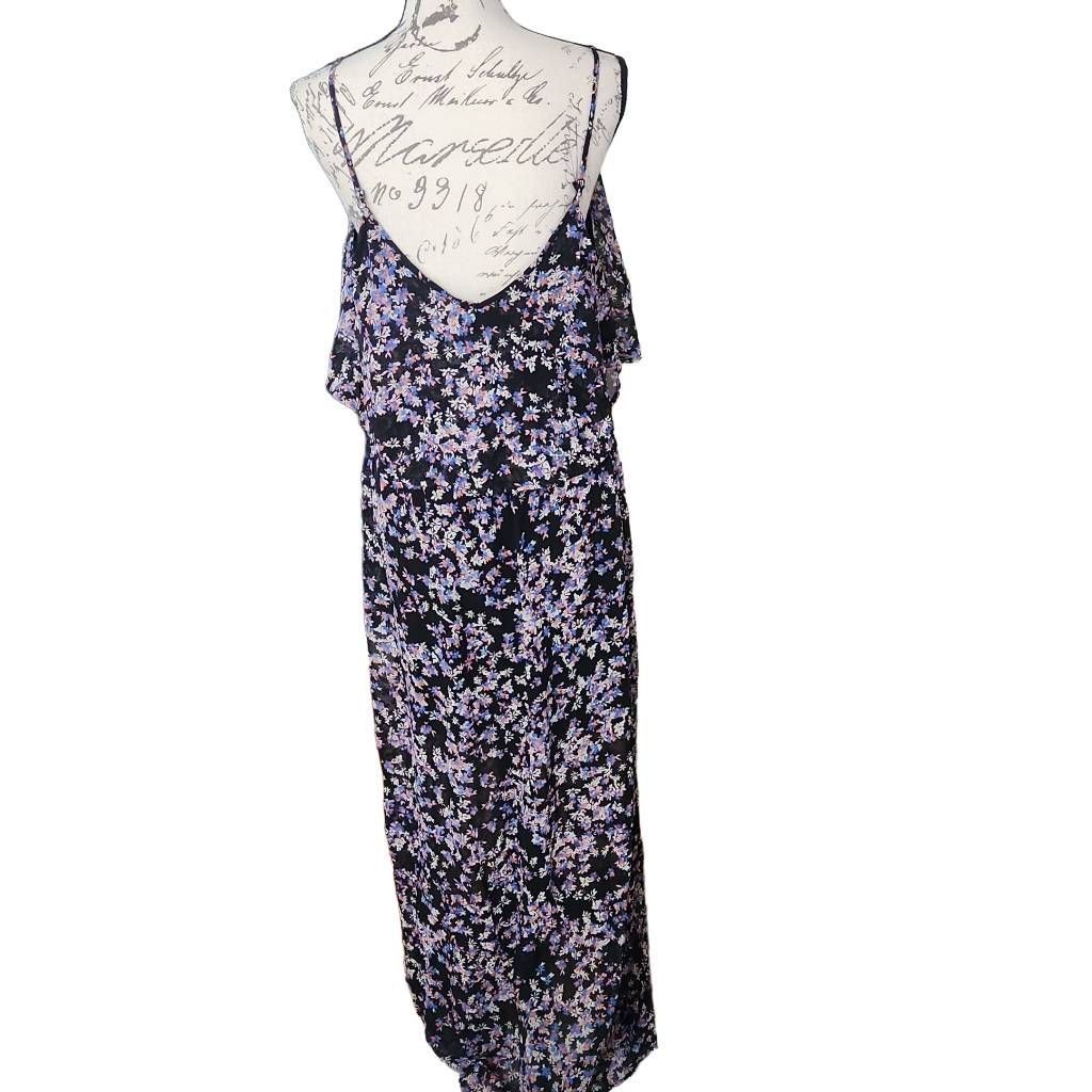 Express Express Women's Size Medium Black Blue Floral Print Flounce Size M / US 6-8 / IT 42-44 - 3 Thumbnail
