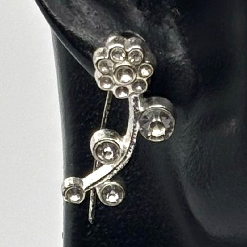 Other Silver Floral Crystal Earrings Size ONE SIZE - 1 Thumbnail