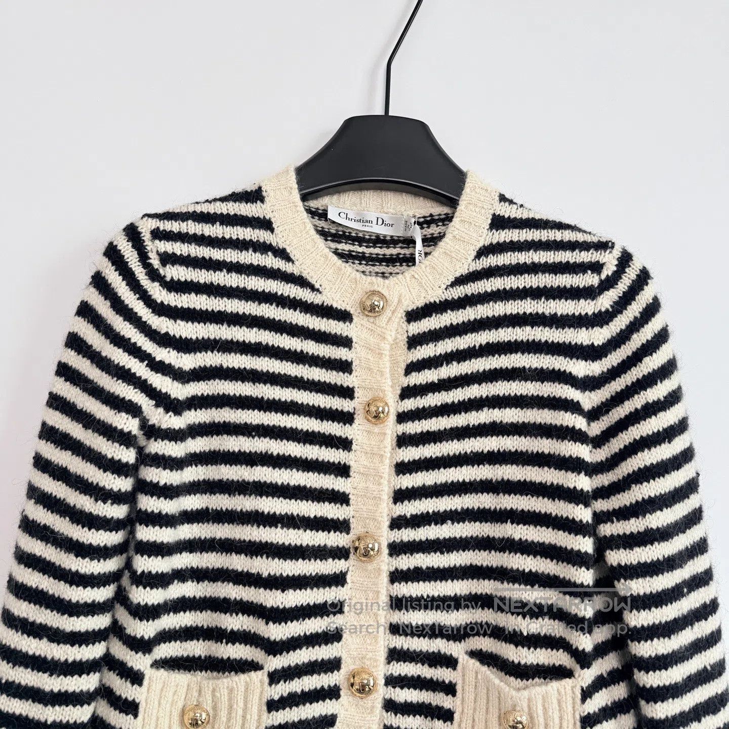 Dior Dior Striped Jacquard Patch Pocket Single Breasted Cardiga Size XS / US 0-2 / IT 36-38 - 2 Thumbnail