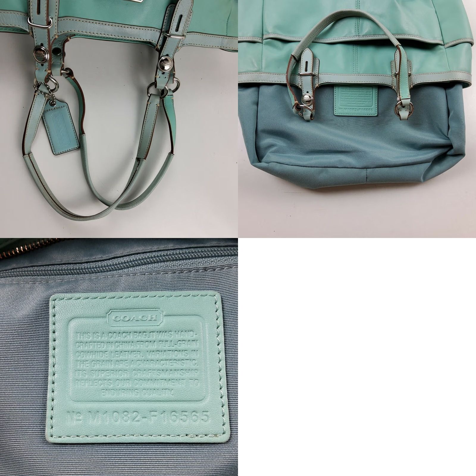 Coach COACH Gallery Leather Tote Shoulder Bag F16565 Purse Blue Womens Tote Medium Leather Adjustable Strap Exterior Blue Pattern Solid F16565/Co.aCH Size ONE SIZE - 8 Thumbnail
