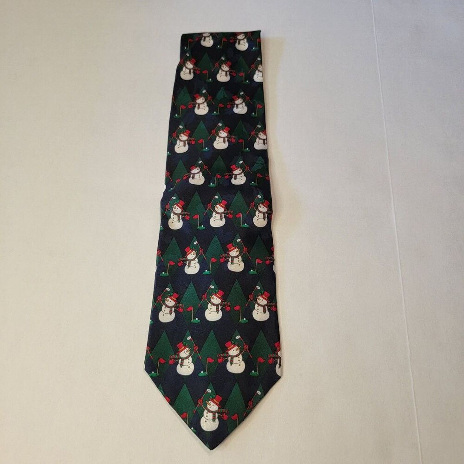 Other Hallmark Holiday Traditions Tie Golf Snowmen Blue All Silk Size ONE SIZE - 2 Thumbnail