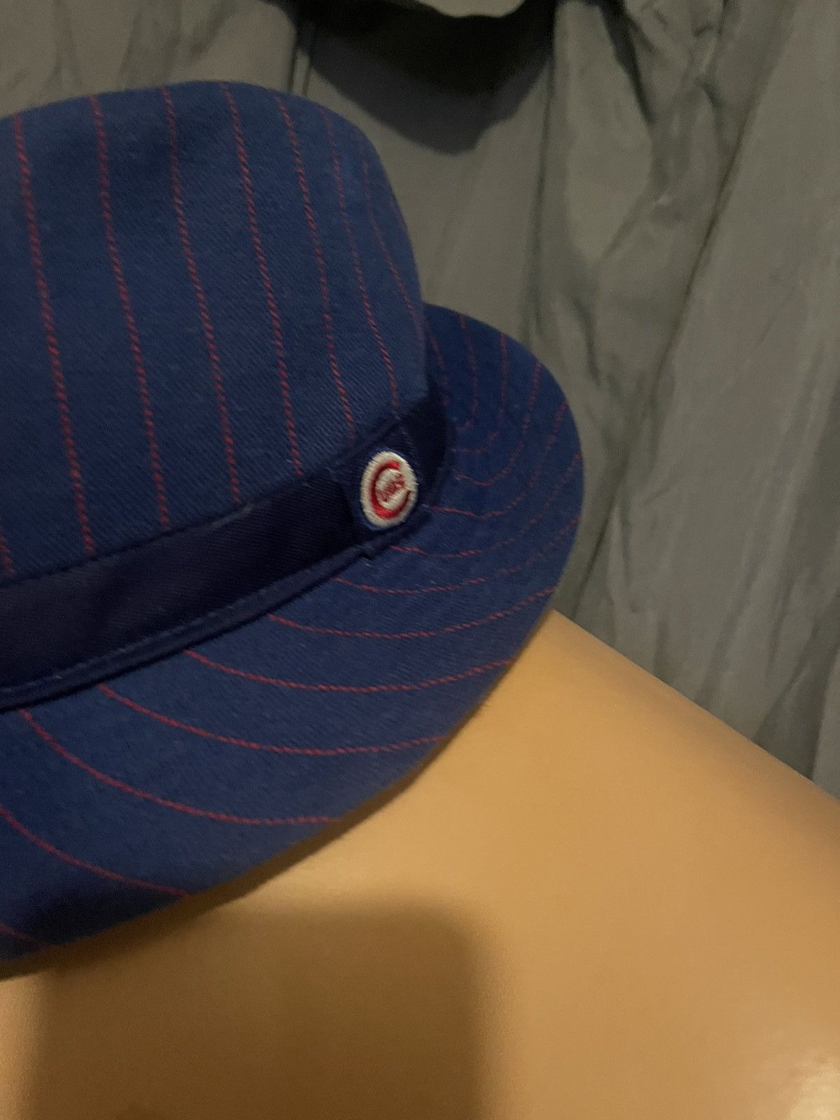 Cooperstown Collection orig vintage Cubs Bucket Hat Pinstripe 90sMLB Blue Red S Size ONE SIZE - 3 Thumbnail