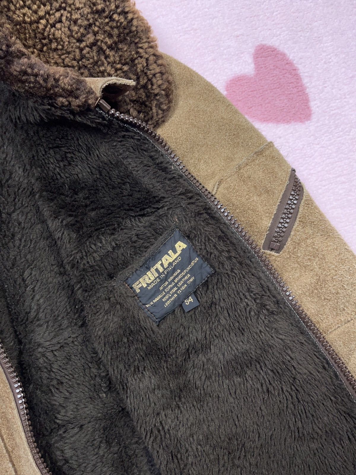 Genuine Leather ➕ 80s vintage suede faded flyer shearling jacket aviator Size US L / EU 52-54 / 3 - 5 Thumbnail