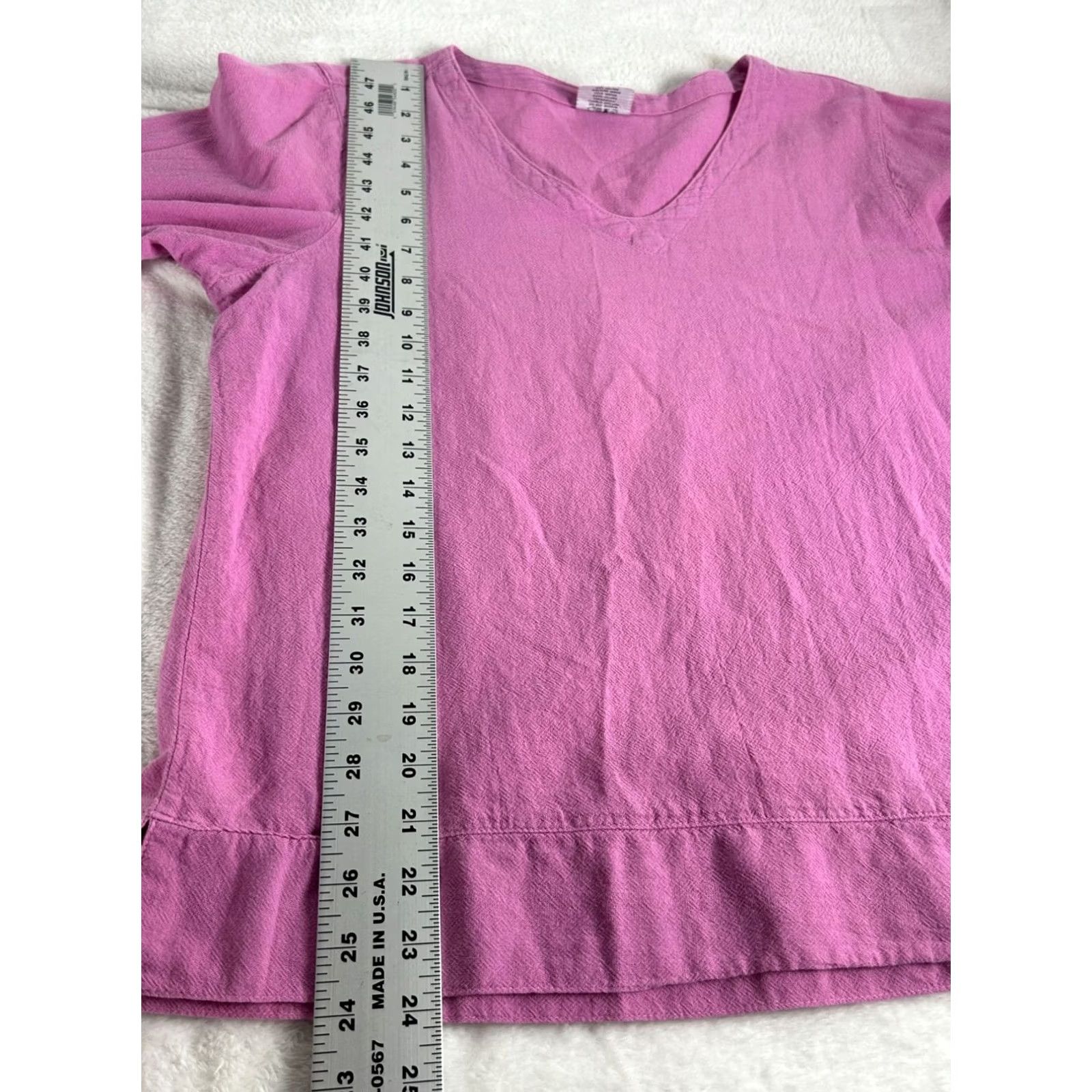 Pinko C.M.C Color Me Cotton Womens Pink V-Neck 3/4 Sleeve Lightweight Top Large USA Size L / US 10 / IT 46 - 7 Thumbnail