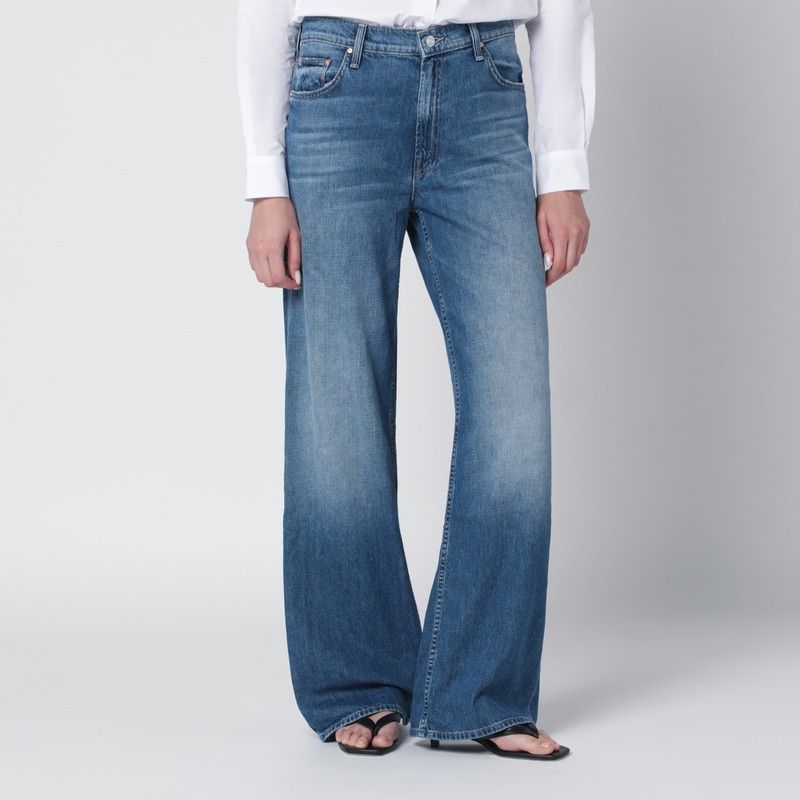 Mother Hit Shuffle Washed Blue Wide-Leg Jeans