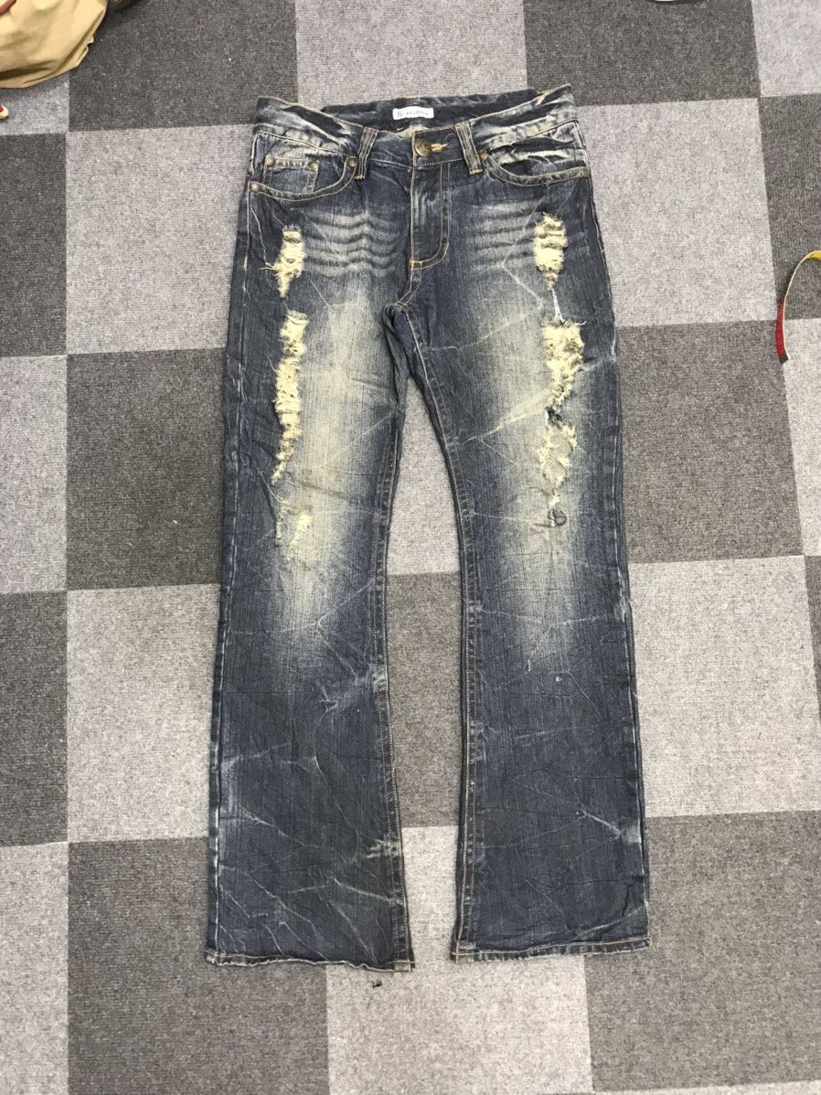 image of Distressed Denim x Seditionaries Flare Sorridere Heavy Distressed Cool Flywing Jeans in Denim (Size